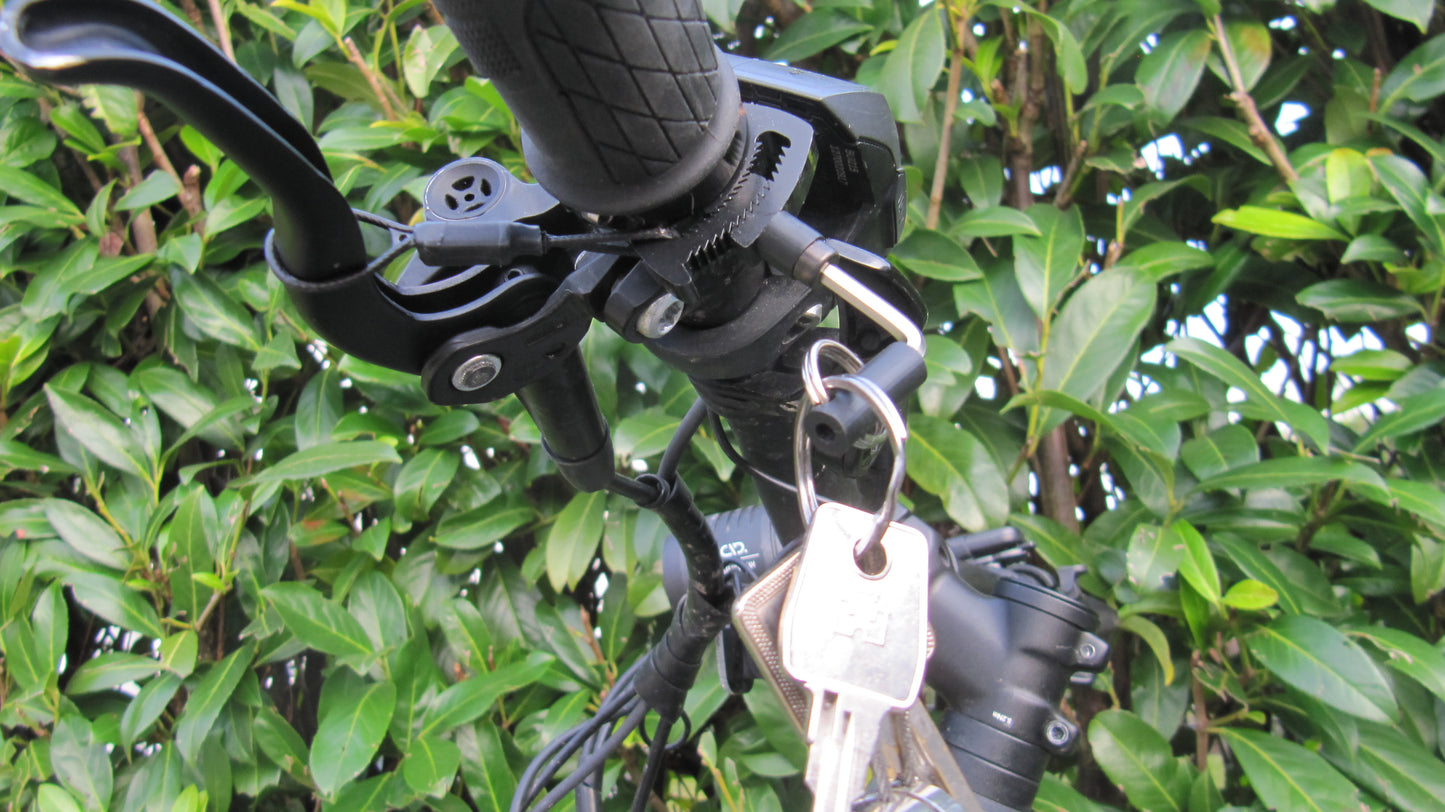 Handbremse, Feststellbremse, Wegrollsperrre Fahrrad MTB, einfache Wegfahrsperre